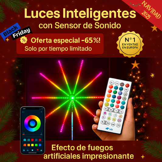 Luces Inteligentes con Sensor de Sonido - Efecto Fuegos Artificiales🎄